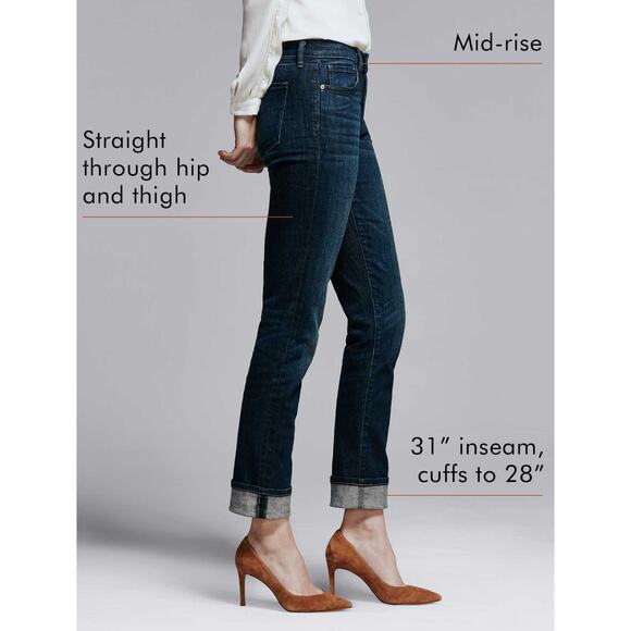 Banana Republic Plus Premium Denim Girlfriend Mid-Rise Dark Wash Jeans Size 33s - Picture 10 of 10